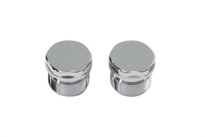 V-Twin 24-0335 - Chrome Top Fork Tube Plugs without Hole Flat T