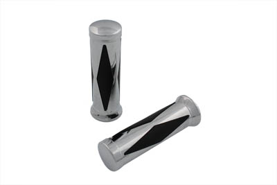 V-Twin 28-0446 - Diamond Style Grip Set with Chrome End Cap