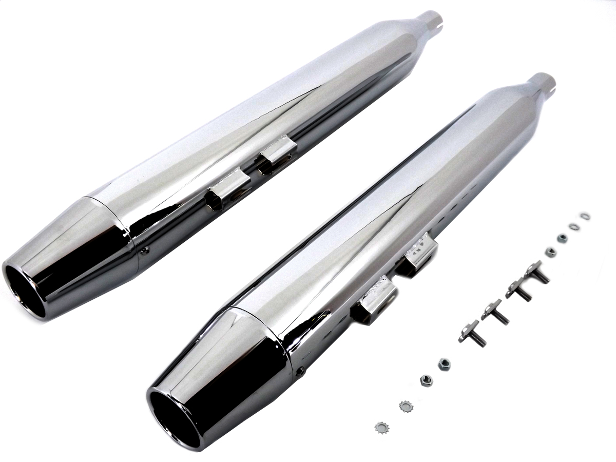 V-Twin 30-0639 - Muffler Set with Chrome Long Tapered End Tips