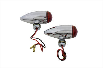 V-Twin 33-0475 - Mini LED Bullet Red Lens Marker Lamp Set
