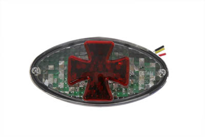 V-Twin 33-0750 - Oval Tail Lamp with Maltese Inset Clear Lens wi