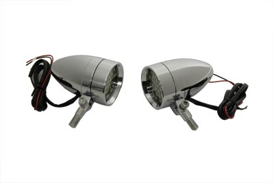 V-Twin 33-0763 - Chrome Bullet Marker Lamp Set with Amber LEDs