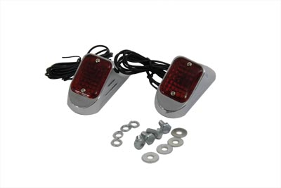 V-Twin 33-1056 - Flush Deco Marker Lamp Set with Red Lens