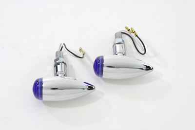 V-Twin 33-1328 - Mini LED Bullet Blue Lens Marker Lamp Set
