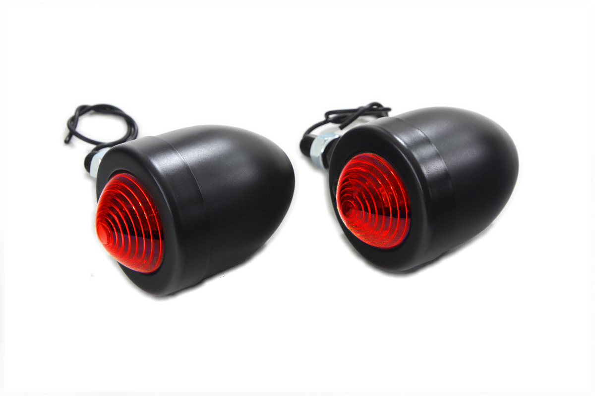 V-Twin 33-1411 - Black Marker Lamp Set with Red Lens Single Stem