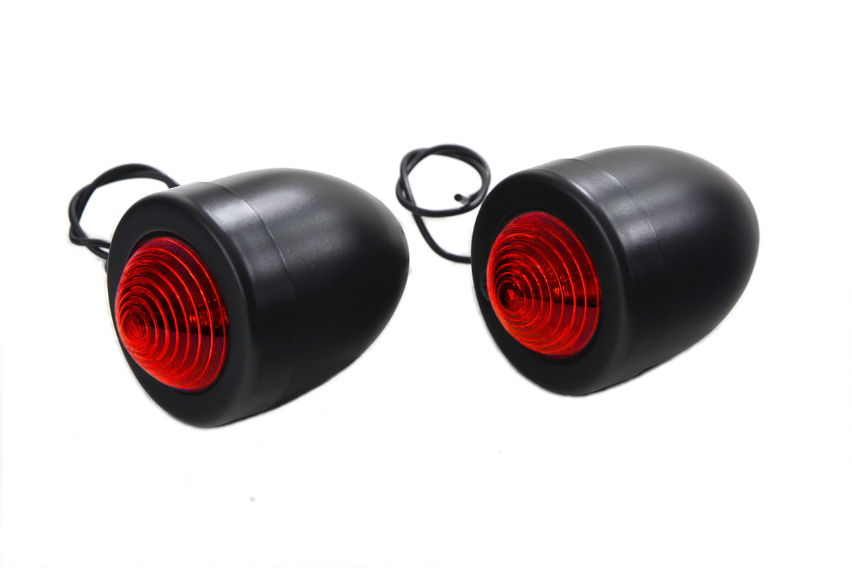 V-Twin 33-1414 - Black Bullet Marker Lamp Red Single Filament