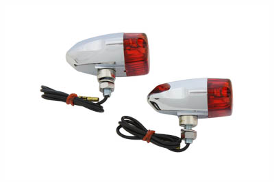 V-Twin 33-2132 - Chrome Snake Eye Marker Lamp Set Red