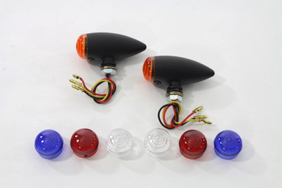 V-Twin 33-3048 - Mini LED Bullet Amber Lens Marker Lamp Set