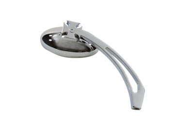 V-Twin 34-0123 - Oval Mirror with Billet Slotted Stem Chrome