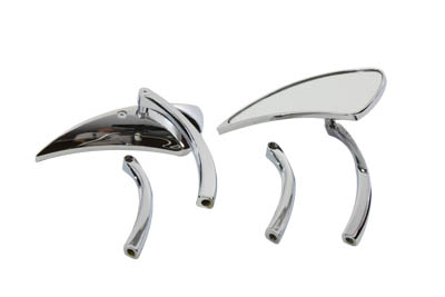 V-Twin 34-0136 - Tear Drop Mirror Set with Solid Billet Stems C