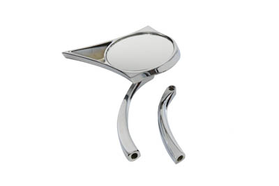 V-Twin 34-0138 - Spike Oval Mirror with Solid Billet Stems Chro
