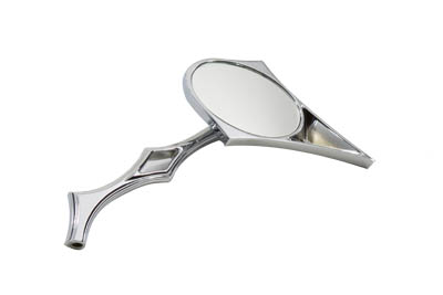 V-Twin 34-0139 - Spike Oval Mirror with Billet Twisted Stem Chr