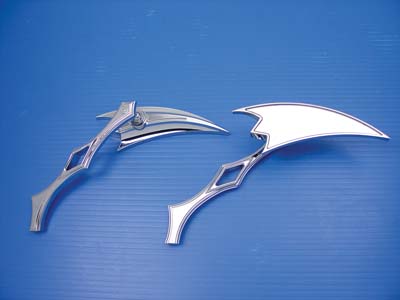 V-Twin 34-0151 - Crescent Mirror Set with Billet Twisted Stems
