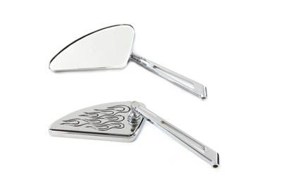 V-Twin 34-0365 - Flame Tear Drop Mirror Set with Slotted Stems