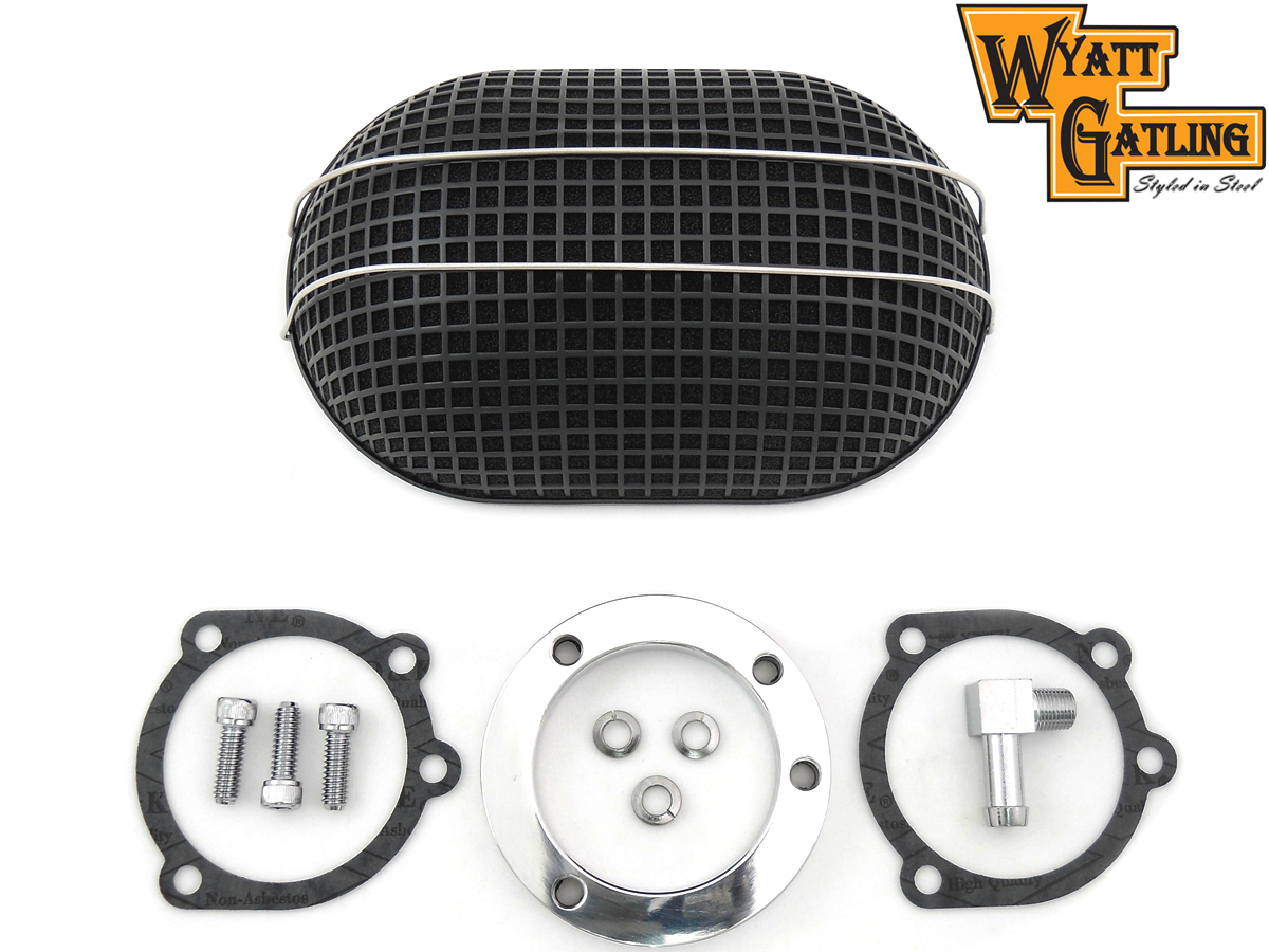 V-Twin 34-0764 - Black Oval Mesh Air Cleaner