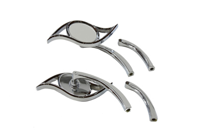 V-Twin 34-0768 - Villain Mirror Set with Curved Stems Chrome