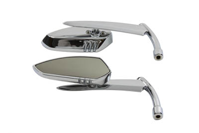 V-Twin 34-1566 - Tear Drop Apache Style Mirror Set Billet Chrome