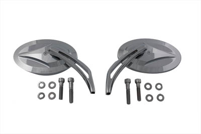 V-Twin 34-1833 - Billet Oval Mirror Set with Slotted Stem