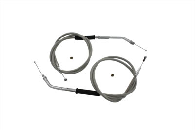 V-Twin 36-0114 - Stainless Steel Throttle and Idle Cable Set wit