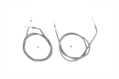 V-Twin 36-0115 - Stainless Steel Throttle and Idle Cable Set wit