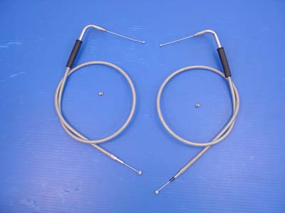 V-Twin 36-0857 - 35" Stainless Steel Throttle and Idle Cable Set