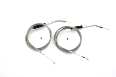 V-Twin 36-0868 - Stainless Steel Throttle and Idle Cable Set wit