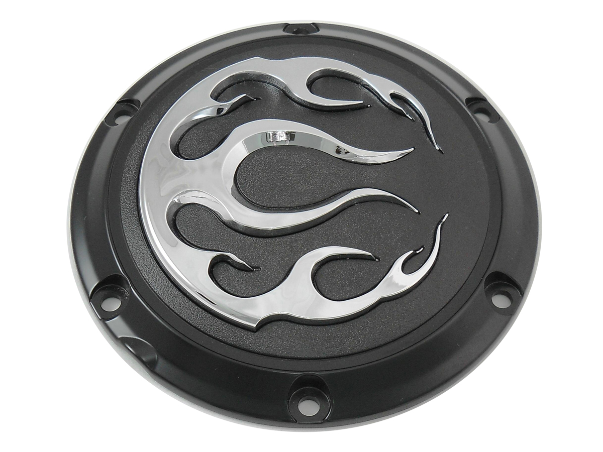 V-Twin 42-0469 - Black 6-Hole Flame Derby Cover