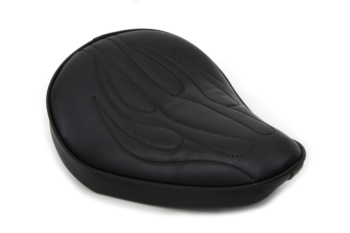 V-Twin 47-0072 - Black Solo Seat with Flame Stitch Small