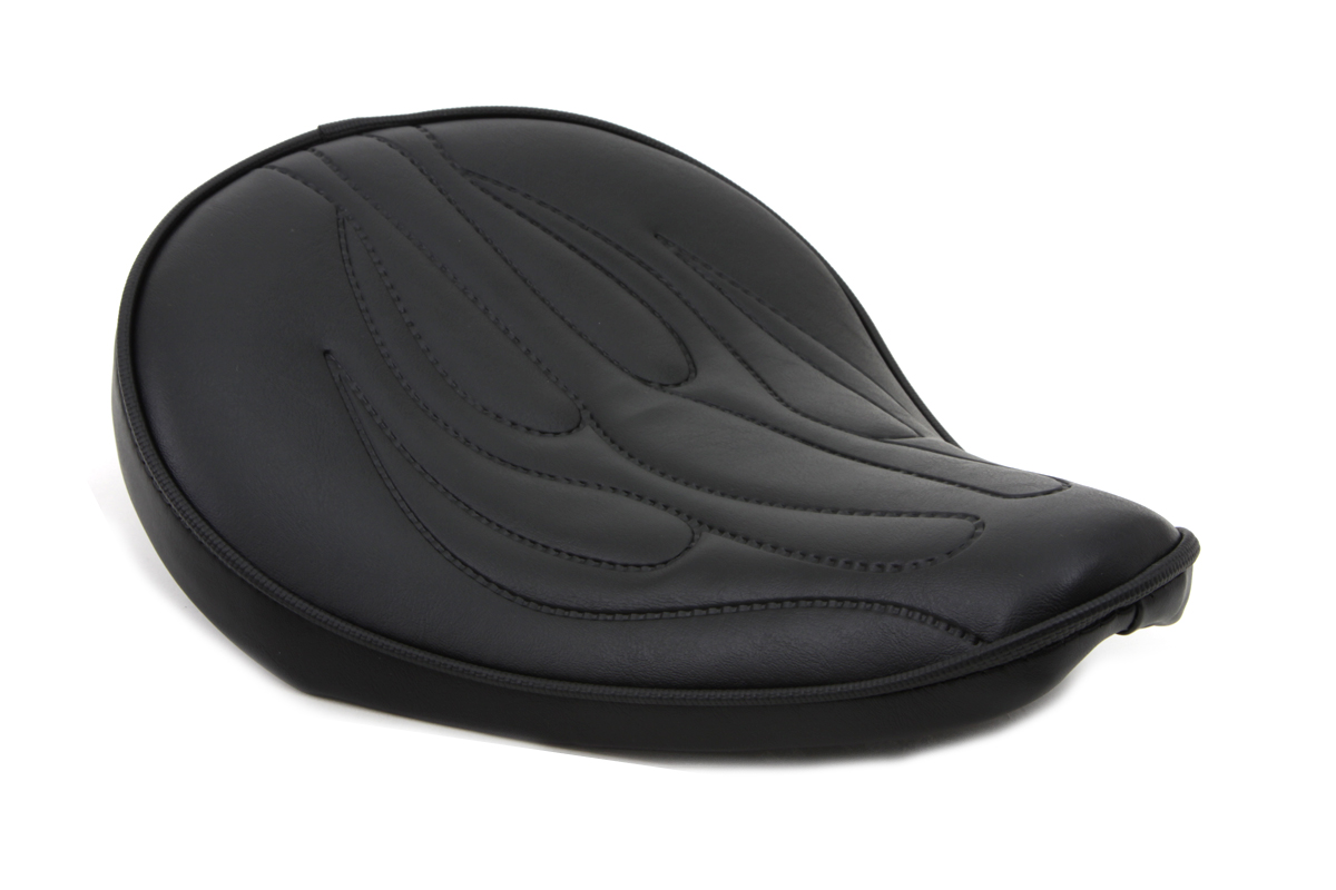 V-Twin 47-0085 - Black Solo Seat with Flame Stitch Small