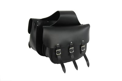 V-Twin 48-3127 - Black Leather Three Buckle Saddlebag Set