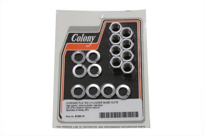 V-Twin 8106-16 - Chrome Stock Cylinder Base Nuts and Washers