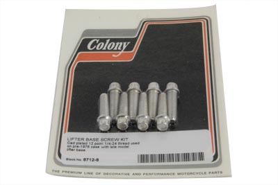 V-Twin 8712-8 - Tappet Block Screw Kit 1/4" X 24 Thread Cadmium