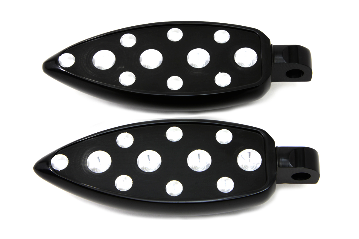 V-Twin 27-1065 - Black Teardrop Style Footpeg Set