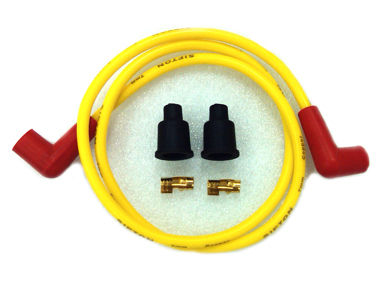 V-Twin 32-0648 - Yellow Copper Core 7mm Spark Plug Wire Kit