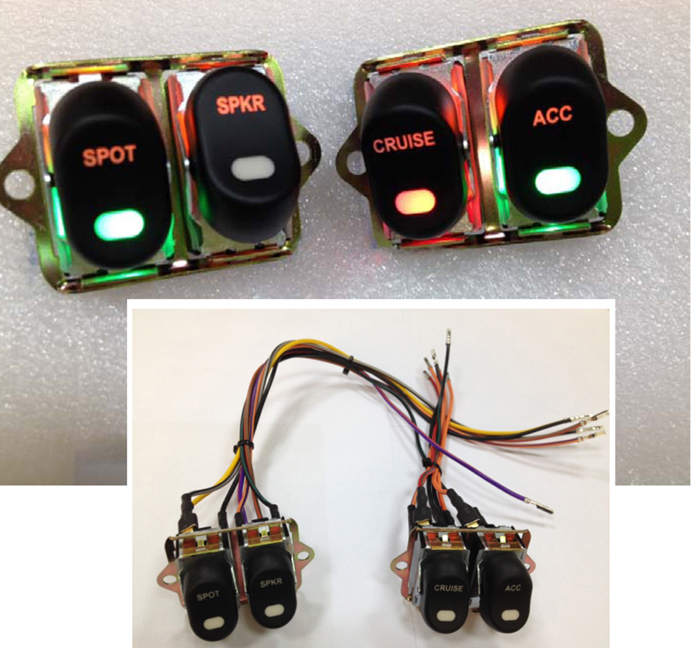 V-Twin 32-7014 - Rocker Style LED Handlebar Switch Kit Black
