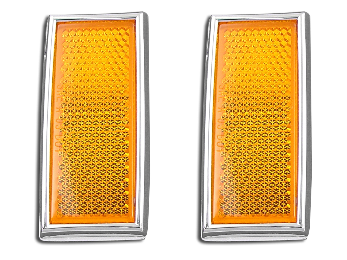V-Twin 33-0033 - Front Amber Reflector Set With Chrome Frame