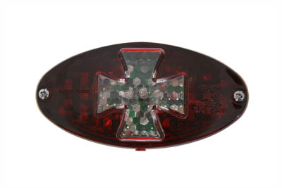 V-Twin 33-0749 - Oval Tail Lamp with Maltese Inset Red