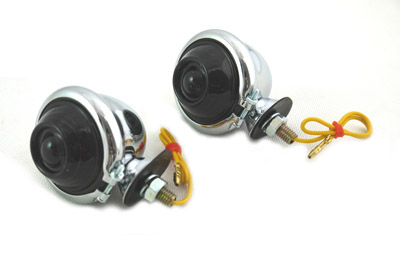V-Twin 33-1126 - Chrome Turn Signal Set Bullet with Smoked Lens