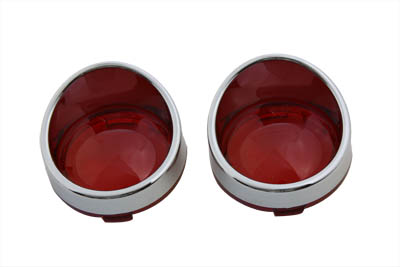 V-Twin 33-1272 - Chrome Turn Signal Bezel Red Lens