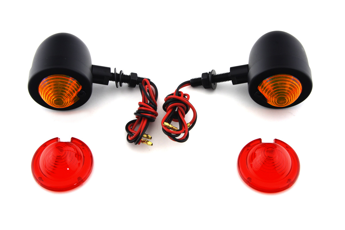 V-Twin 33-1413 - Black Egg Style Marker Lamp Set