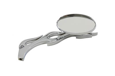 V-Twin 34-0122 - Oval Mirror with Billet Flame Stem Chrome