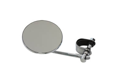 V-Twin 34-0306 - 4" Round Mirror with Clamp On Stem Chrome