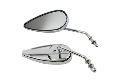 V-Twin 34-0330 - Tear Drop Mirror Set with Round Stems Chrome