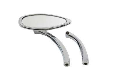 V-Twin 34-0342 - Oval Mirror Smooth with Billet Stem Chrome