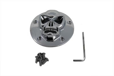 V-Twin 42-0075 - Skull Face Ignition System Cover 5-Hole Chrome
