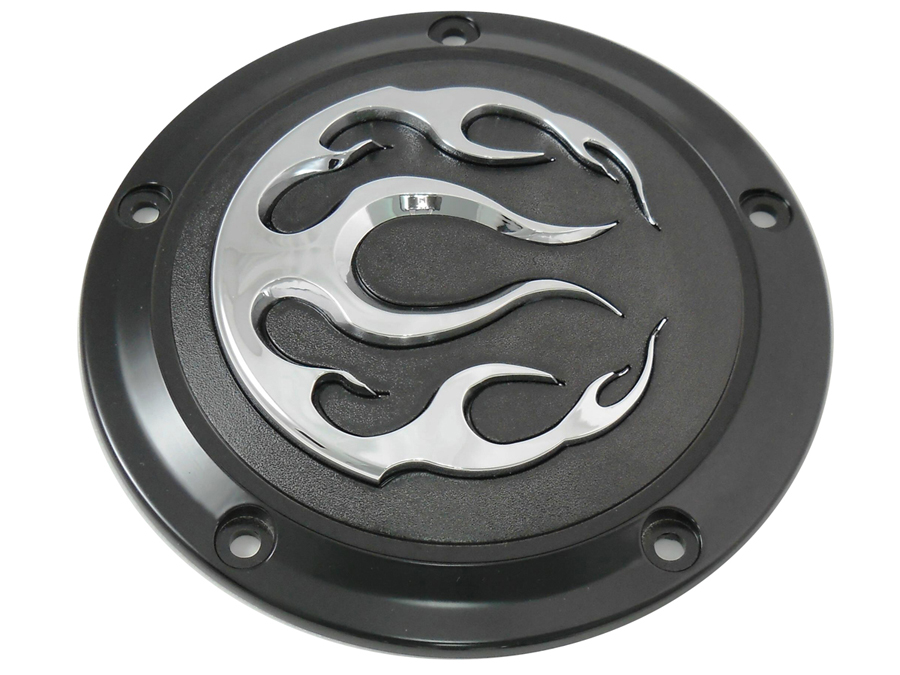 V-Twin 42-0467 - Black 5-Hole Flame Derby Cover