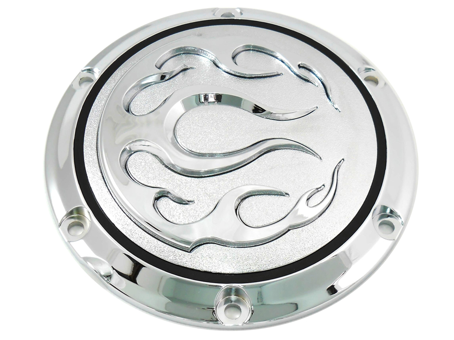 V-Twin 42-0468 - Chrome 6-Hole Flame Derby Cover