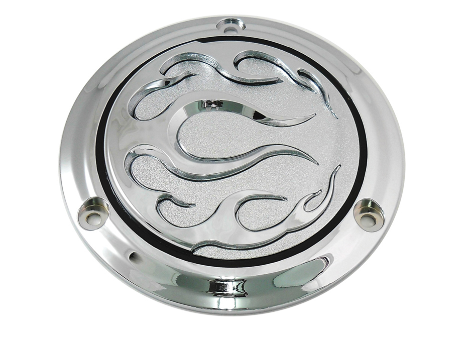 V-Twin 42-0470 - Chrome 3-Hole Flame Derby Cover