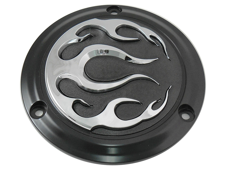 V-Twin 42-0471 - Black 3-Hole Flame Derby Cover